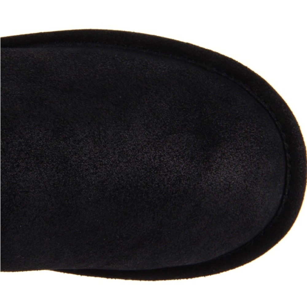 BearPaw Black Sheepskin Suede Leather Lace-Up Mid-Length Tall Shearling Boots - Picture 7 of 13